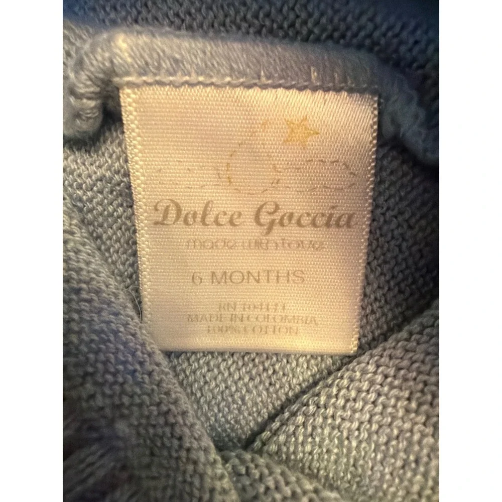 Dolce Goccia Knit Set Blue 2-Piece Sweater and Pants 6 Months 100% Cotton - Picture 2 of 5